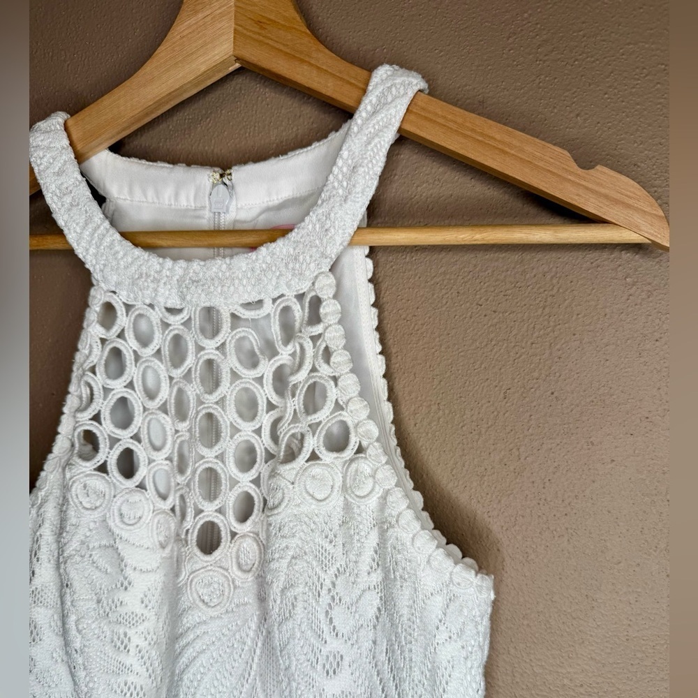 Lilly Pulitzer Kinley Dress in White, Lace Fit & Flare with Pockets Size 4 - Picture 6 of 15